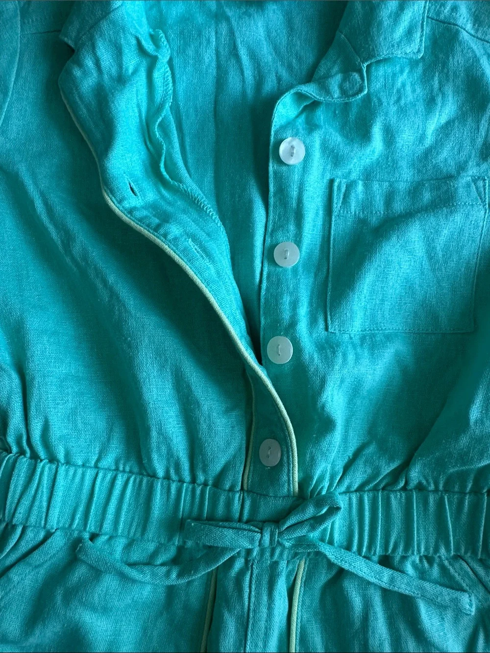 Old Navy Turquoise Short Sleeve Romper with Contrast Piping